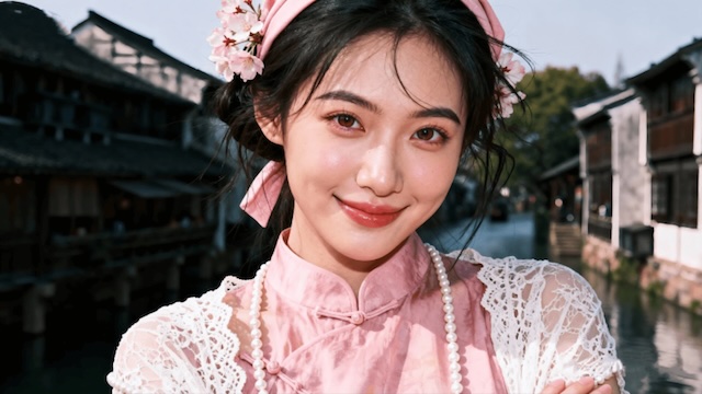 Der schüchterne Blick zurück eines Mädchens